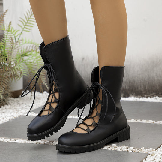 Damen Modische Schnürstiefel mit offener Gestaltung R&B