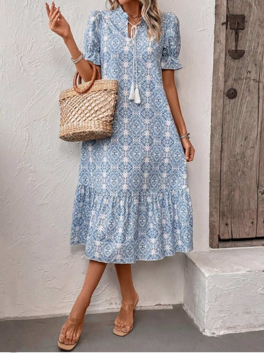 Damen Sommerliches Tunika-Kleid mit eleganten Schnüroptionen R&B