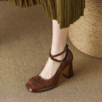 Damen elegante High-Heel-Pumps mit modischem Riemchen R&B
