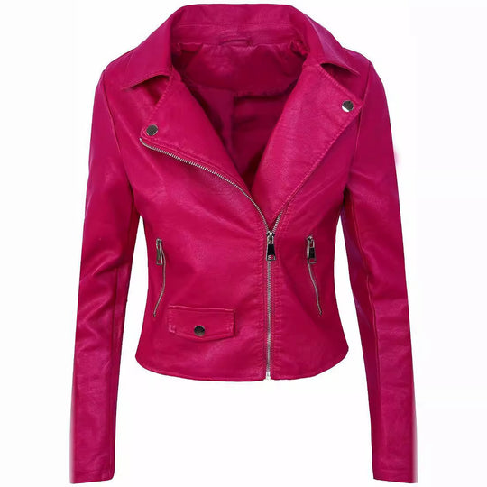 Damen stylische Bikerjacke aus hochwertigem R&B