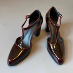 Damen elegante Plateau-Pumps mit modischem Riemchen und stilvollem Glanz R&B