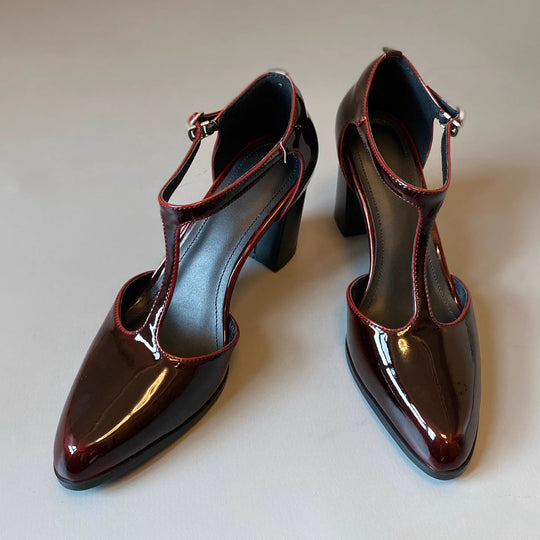 Damen elegante Plateau-Pumps mit modischem Riemchen und stilvollem Glanz R&B