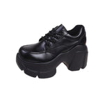 Damen Chunky Plateau Schnürschuhe mit glänzender Oberfläche