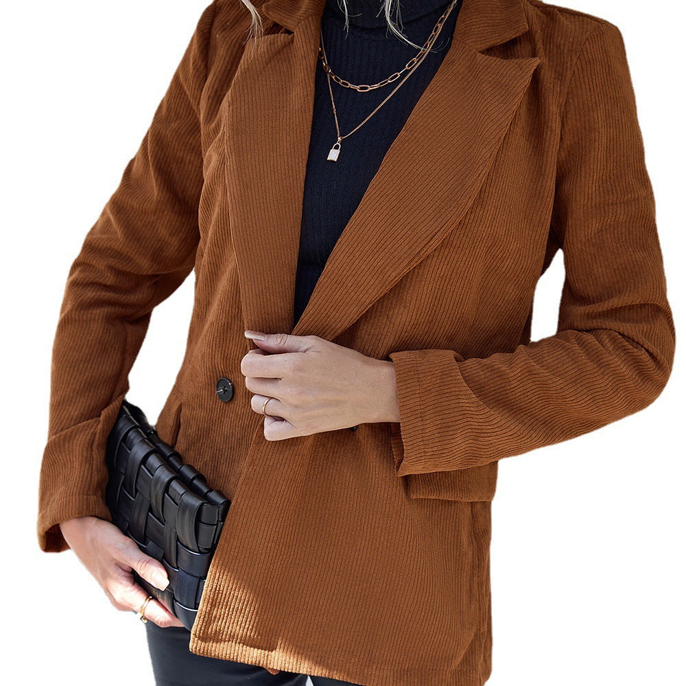 Damen cordjacke mit Doppelkknopfdesign und praktischen Seitentaschen R&B