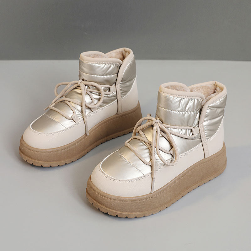 Damen modische Winterstiefeletten mit warmem Kunstfell und robuster Sohle R&B
