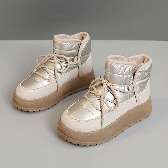 Damen modische Winterstiefeletten mit warmem Kunstfell und robuster Sohle R&B
