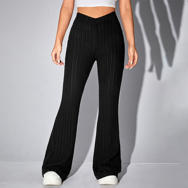 Damen lässige Flared-Hosen aus hochwertigen Strickmaterialien R&B