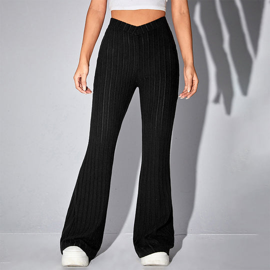 Damen lässige Flared-Hosen aus hochwertigen Strickmaterialien R&B