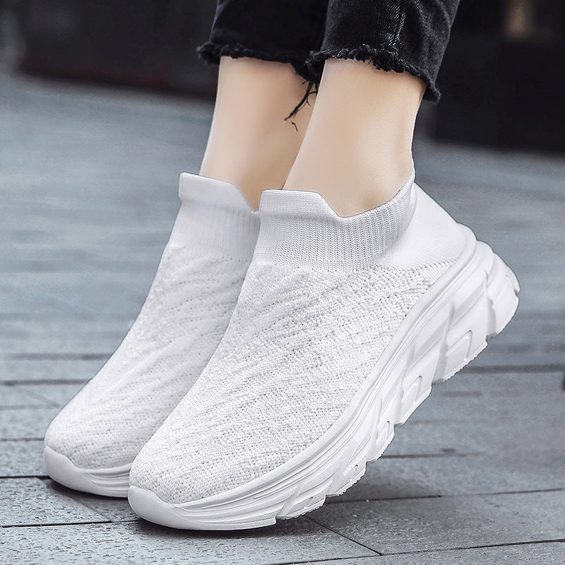 Damen Bequeme High-Top Sneakers mit elastischem Strickoberteil R&B