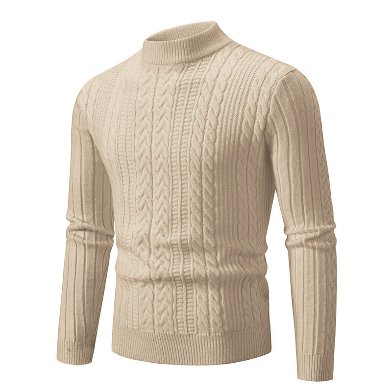 Herren eleganter Rollkragenpullover mit tiefem Zopfmuster und moderner Passform R&B