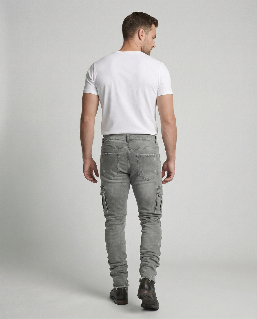 Herren Cargo-Jeans im lässigen Slim-Fit-Design mit funktionalen Taschen R&B