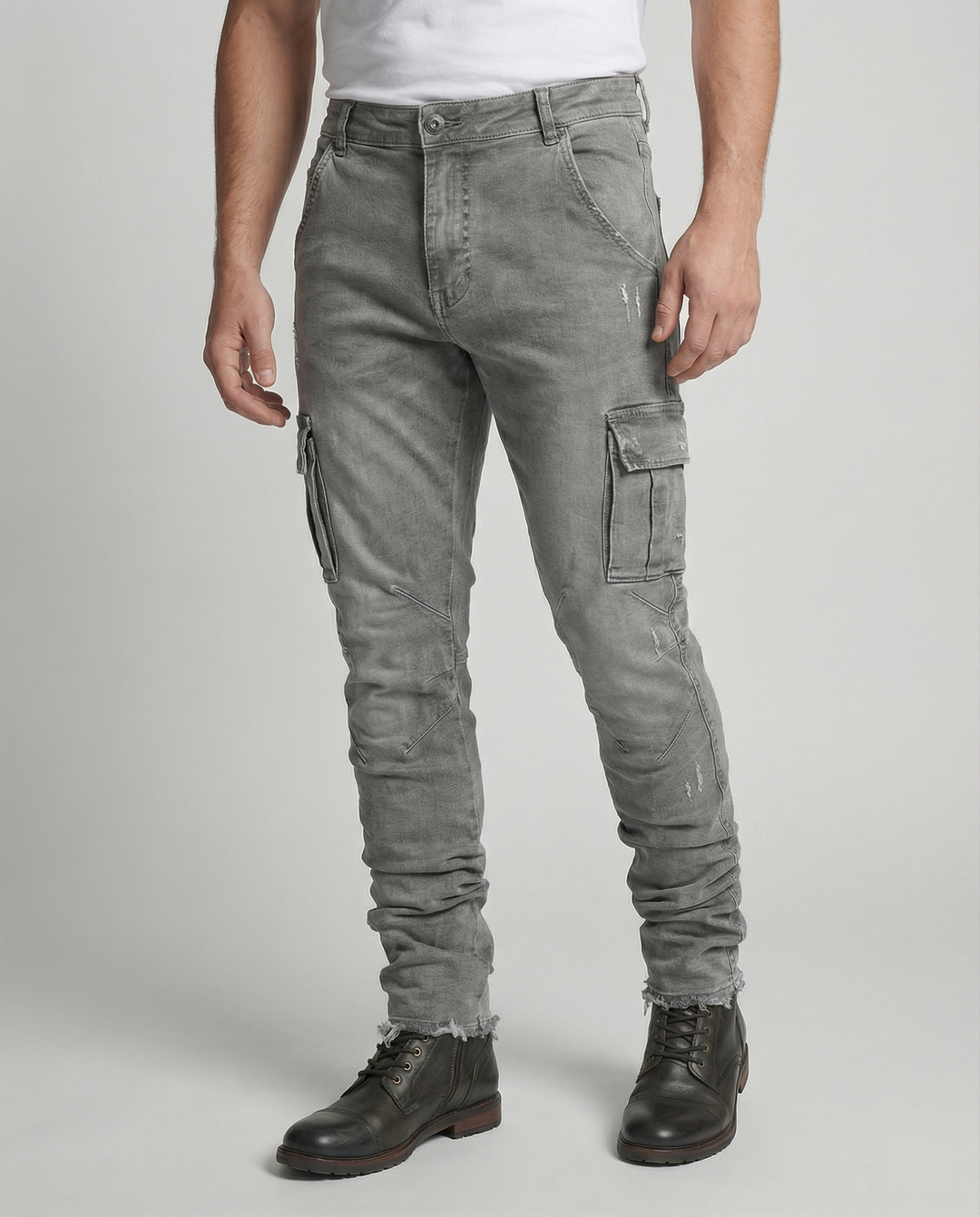 Herren Cargo-Jeans im lässigen Slim-Fit-Design mit funktionalen Taschen R&B