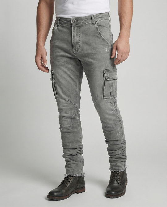 Herren Cargo-Jeans im lässigen Slim-Fit-Design mit funktionalen Taschen R&B