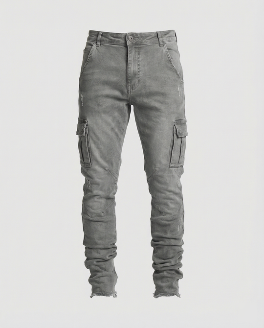 Herren Cargo-Jeans im lässigen Slim-Fit-Design mit funktionalen Taschen R&B