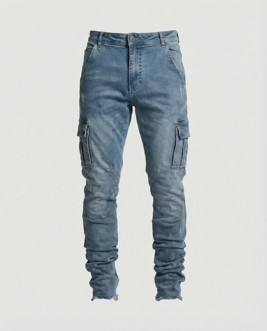 Herren Cargo-Jeans im lässigen Slim-Fit-Design mit funktionalen Taschen R&B