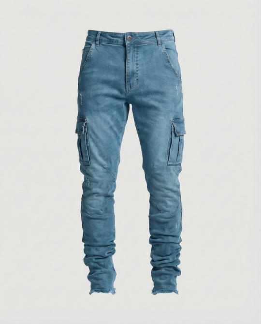 Herren Cargo-Jeans im lässigen Slim-Fit-Design mit funktionalen Taschen R&B