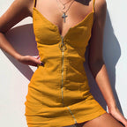 Damen Midikleid mit Reißverschluss und verstellbaren Trägern R&B