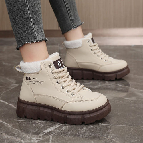 Damen High-Top Winterstiefel mit isolierendem Kunstfellfutter und rutschfester Sohle R&B