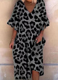 Damen Ärmelloses Kaftan Kleid im Leopardenmuster R&B