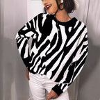 Damen Strickpullover mit modernem Streifenmuster und lässigem Schnitt R&B