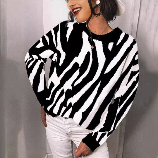 Damen Strickpullover mit modernem Streifenmuster und lässigem Schnitt R&B