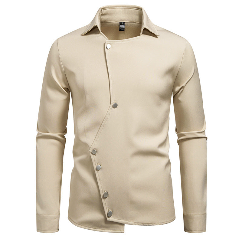 Herren modisches, asymmetrisches Hemd mit einzigartigen Knopfdetails R&B