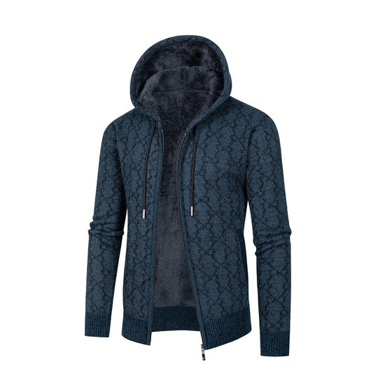 Herren Kapuzenjacke mit modernem Rautenmuster und kuscheligem Innenfutter R&B