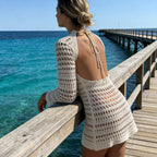 Damen Häkelkleid mit elegantem Design und langen Ärmeln R&B
