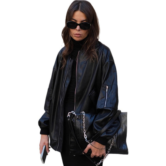 Damen Langarmjacke aus hochwertigem Kunstleder R&B