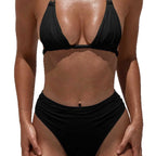 Damen Triangel-Bikini mit hohem Bund und Raffung R&B