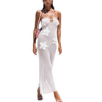 Damen Häkel Strandkleid im eleganten Design mit Schlüsselilloch und fließender Silhouette R&B