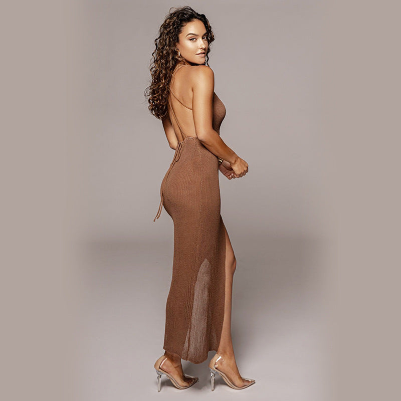 Damen Maxikleid mit raffiniertem V-Ausschnitt und hohem Schlitz R&B