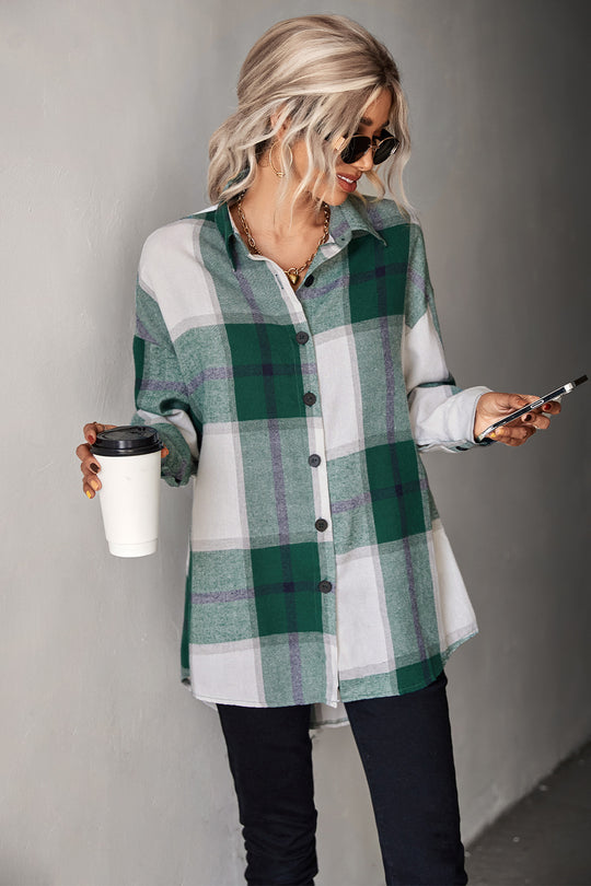 Damen Hemdenjacke im karierten Design mit großen Taschen und komfortablem Schnitt R&B