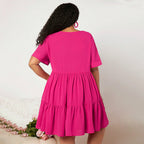 Damen lässiges Sommerkleid mit V-Ausschnitt und schwingendem Saum R&B