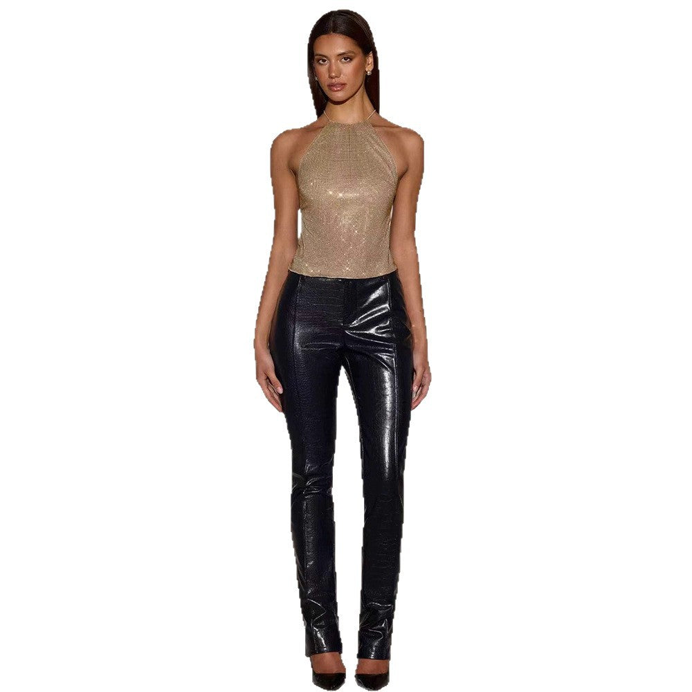 Damen Glitzerndes Top mit schmalem Halterdesign und funkelnden Akzenten R&B