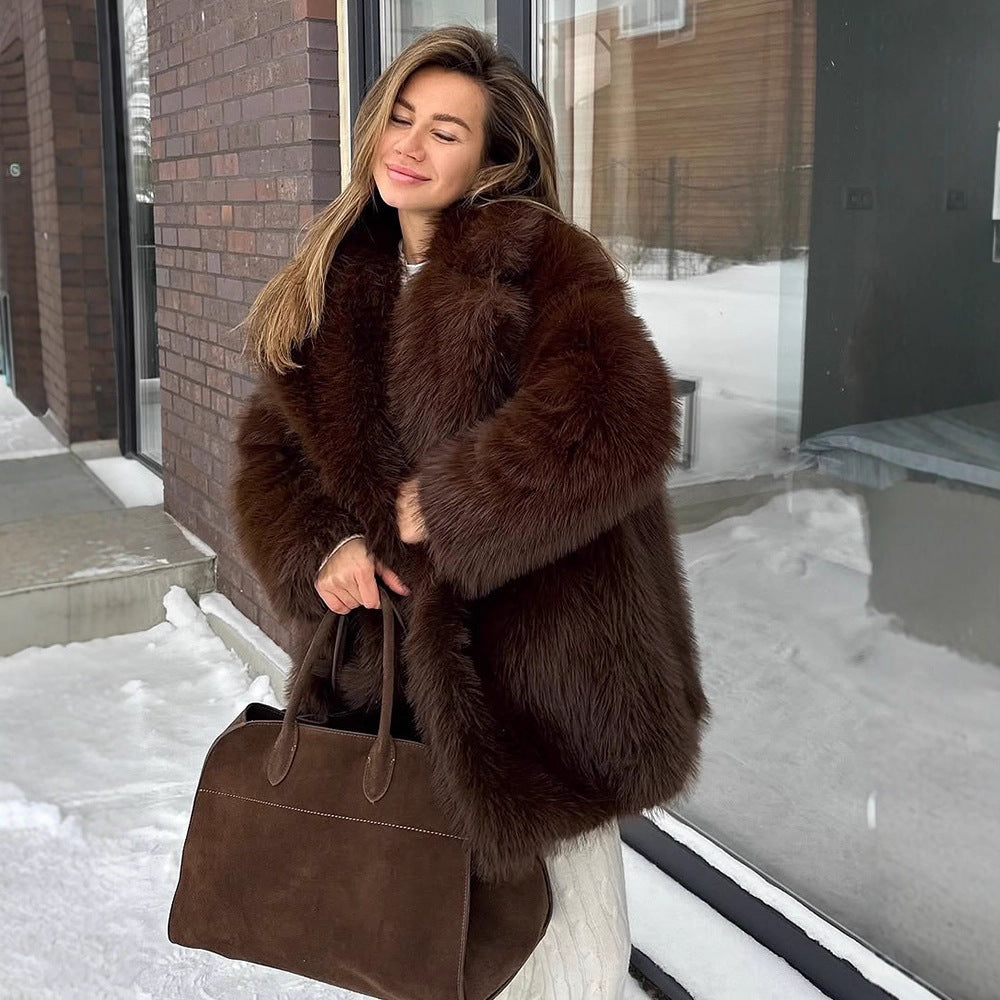 Damen luxuriöse Kunstfelljacke R&B