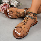 Damen Sommerliche Riemchen-Sandalen mit dekorativem Bead-Detail und flexiblem Fußbett R&B