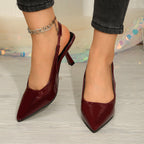 Damen elegante Sling-Pumps mit schmalem Riemen und hochglänzendem Finish R&B
