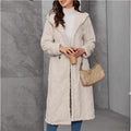 Damen Fluffy Mantel mit Kapuze und Knopfverschluss R&B