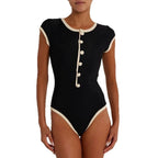 Damen Badeanzug mit Knopfdetail und elegantem Schnitt R&B