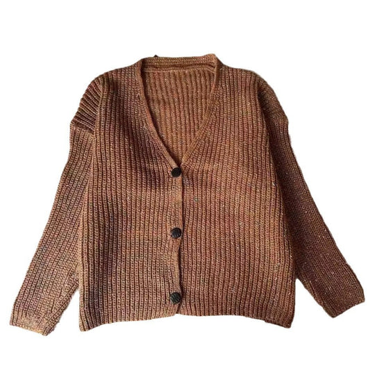 Damen Kuscheliger Grobstrick-Cardigan mit Knopfdetail und weitem Schnitt R&B