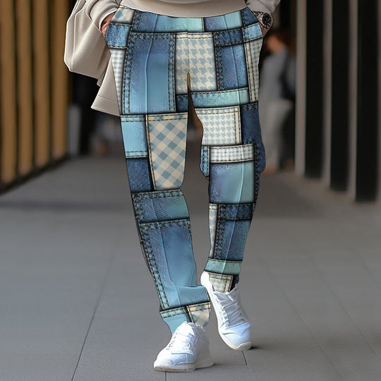 Damen trendige Patchwork-Hose R&B