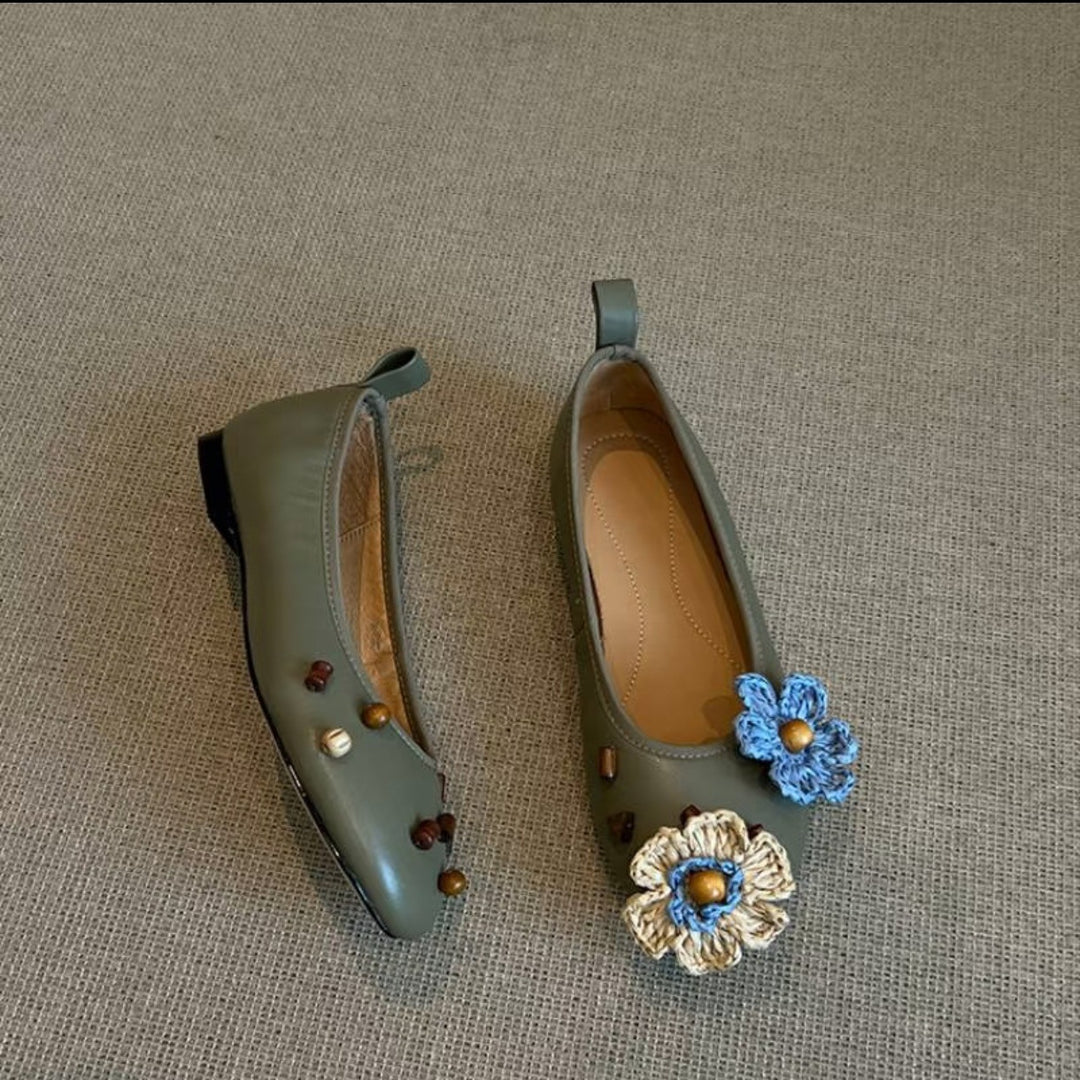 Damen Ballerinas mit floralem Dekor und schimmernder Oberfläche R&B