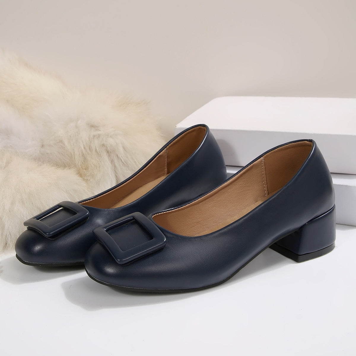 Damen elegante Ballerinas mit modischem Schnallen-Detail R&B
