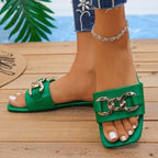 Damen Modische Riemenslipper mit dekorativem Ketten-Detail R&B