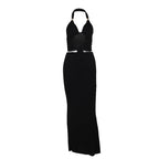 Damen Elegantes Maxikleid mit modischem Crop-Top R&B