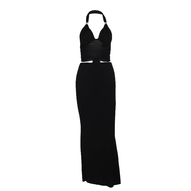 Damen Elegantes Maxikleid mit modischem Crop-Top R&B