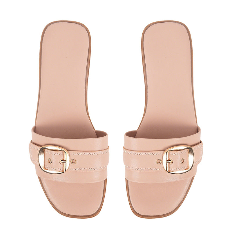 Damen Bequeme Slide-Sandalen mit modischem Schnallen-Design R&B