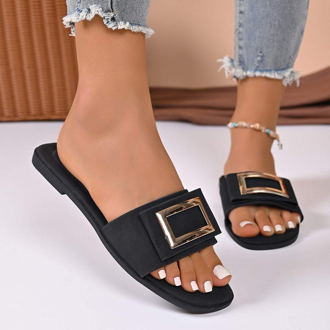Damen modische Riemchensandalen mit dekorativem Schnallenverschluss R&B