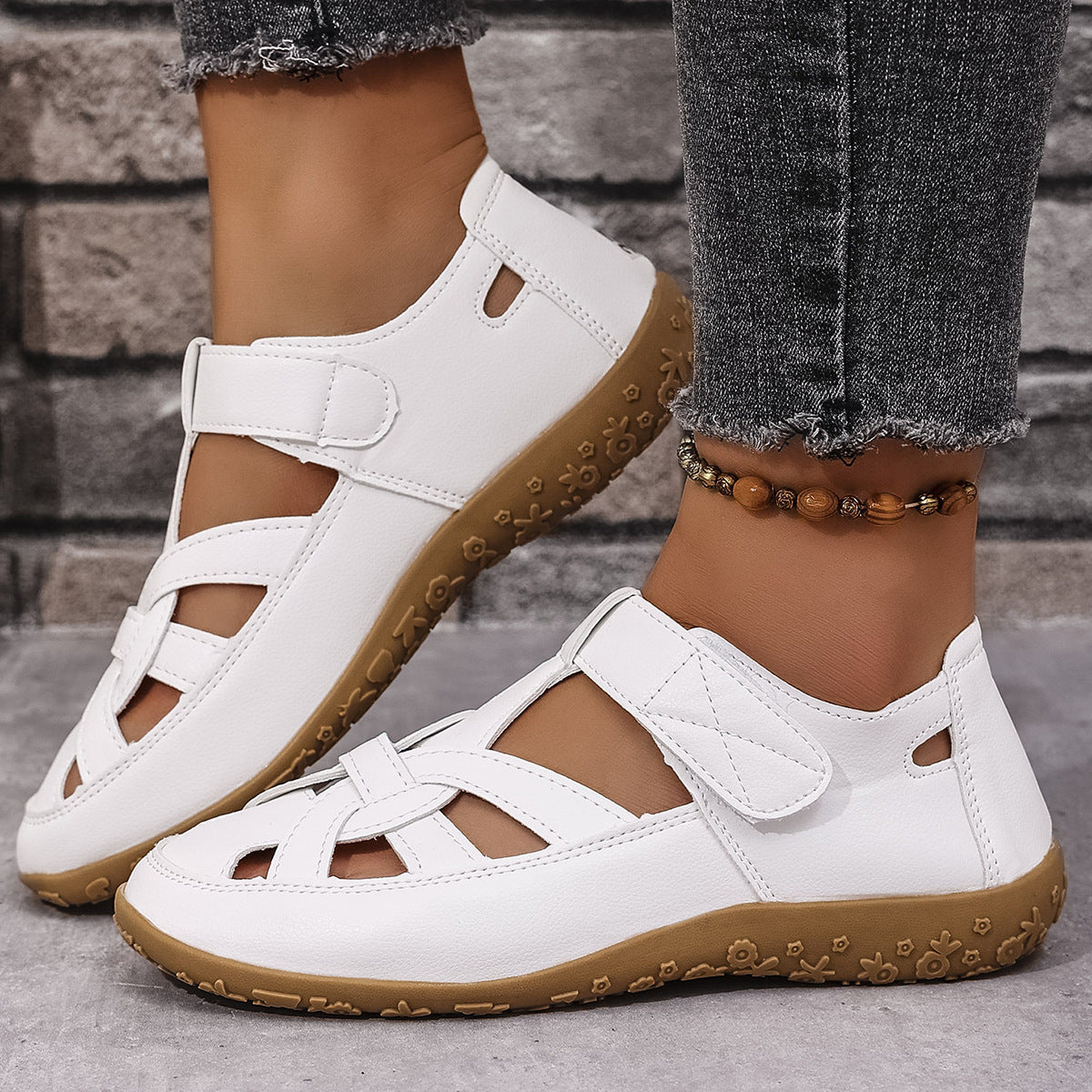 Damen Bequeme Clogs mit verstellbarem Riemendesign und rutschfester Sohle R&B
